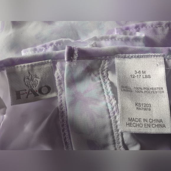 FAO Baby Girl's Chiffon Ruffled Romper Lavender Floral sz 3-6 Months - Picture 4 of 4